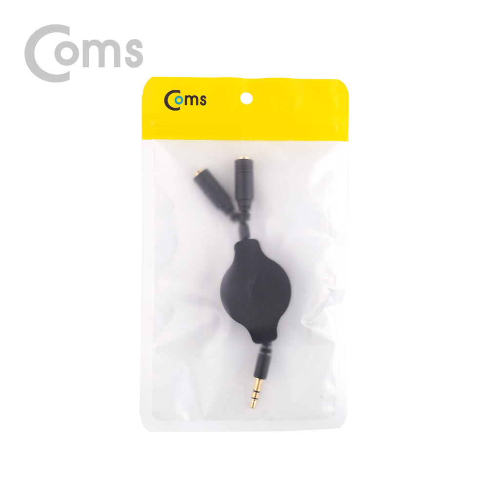 Coms 스테레오 자동감김 케이블 Y형 100cm / ST3.5(M) to ST3.5(F)x2/Stereo
