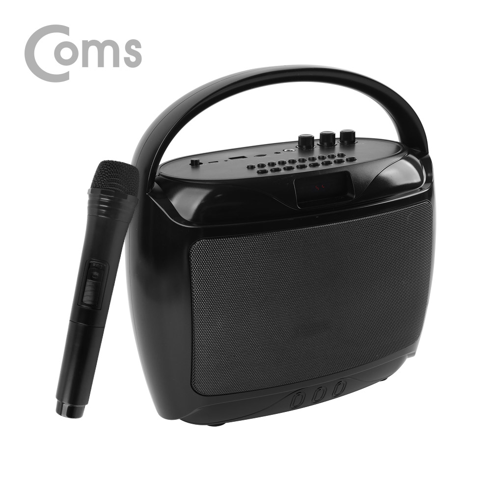 Coms 블루투스 앰프 스피커 & 무선 마이크 (최대출력 20W/USB/MicroSD/AUX BGM지원)/ evn1