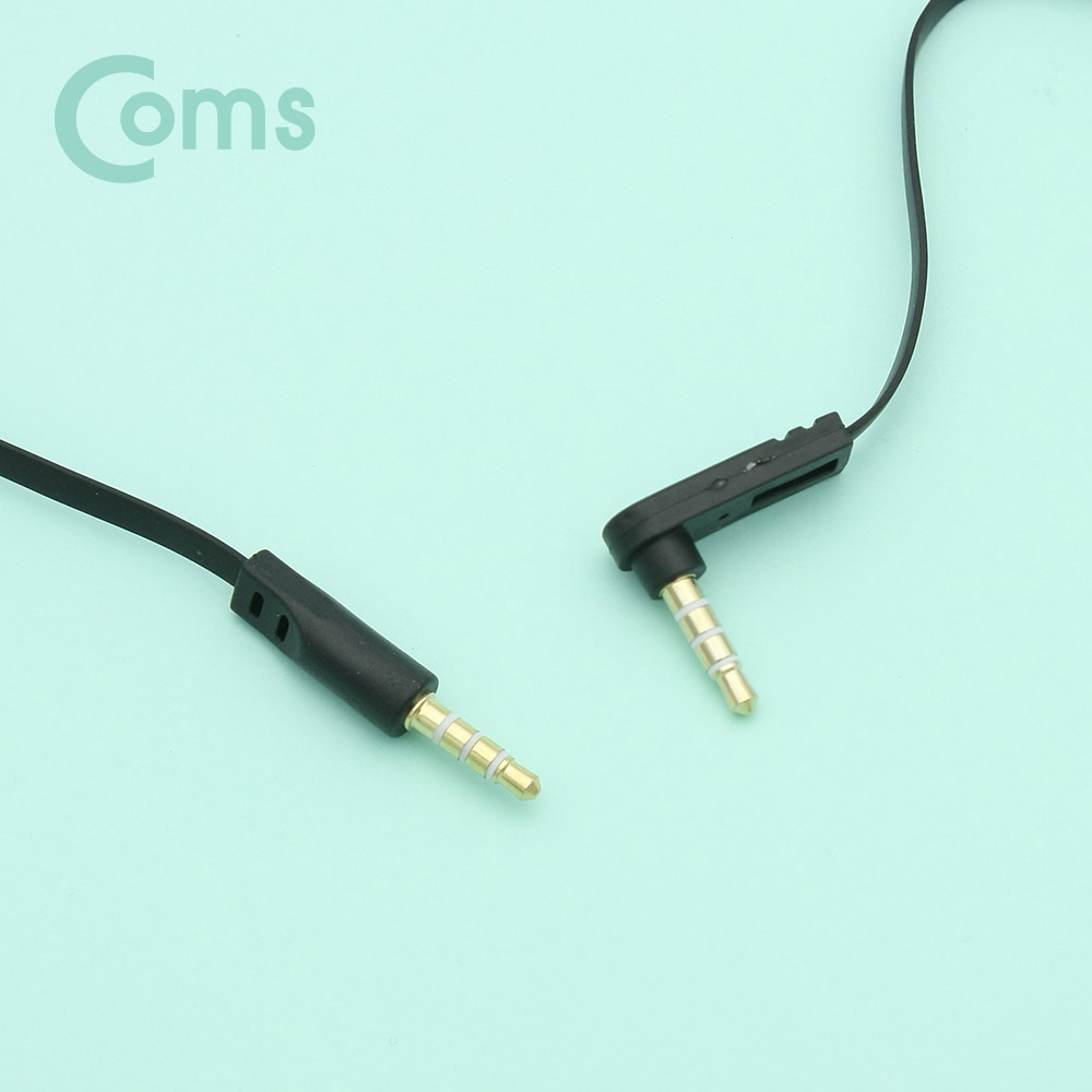 Coms 스테레오 젠더 3.5 4극 M/M 한쪽 꺾임(꺽임), 15cm, FLAT 타입/Stereo