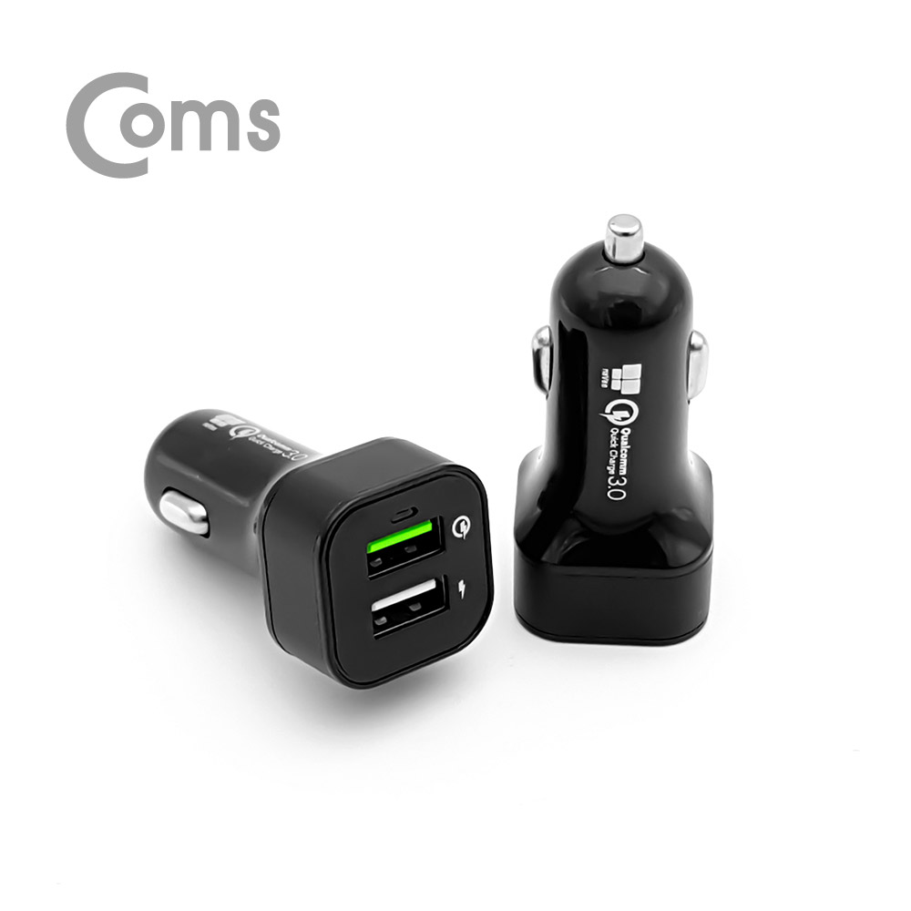 Coms 나비 차량용 멀티 고속충전기 / USB 2포트 / QC 3.0 / 5V-2.4A