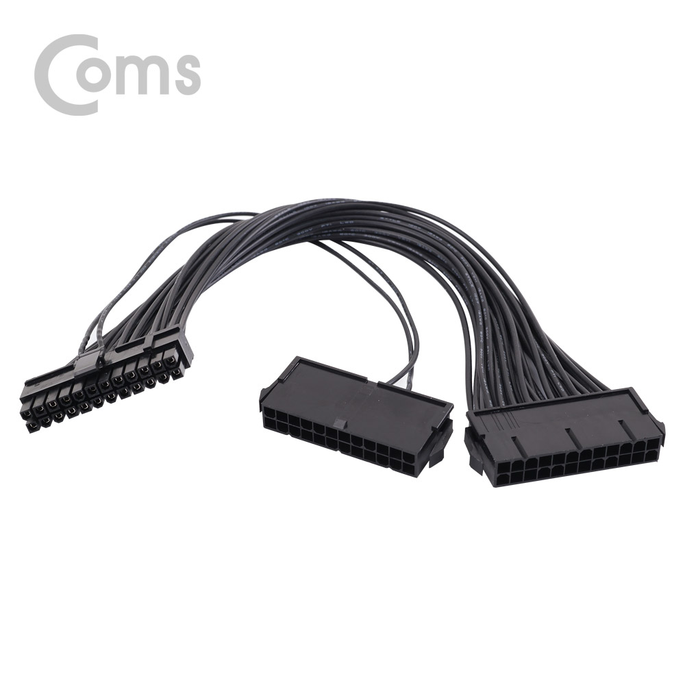 Coms 전원(ATX) 듀얼 PSU 케이블 / 20P+4P(Male)/24P(Female x 2) 30cm