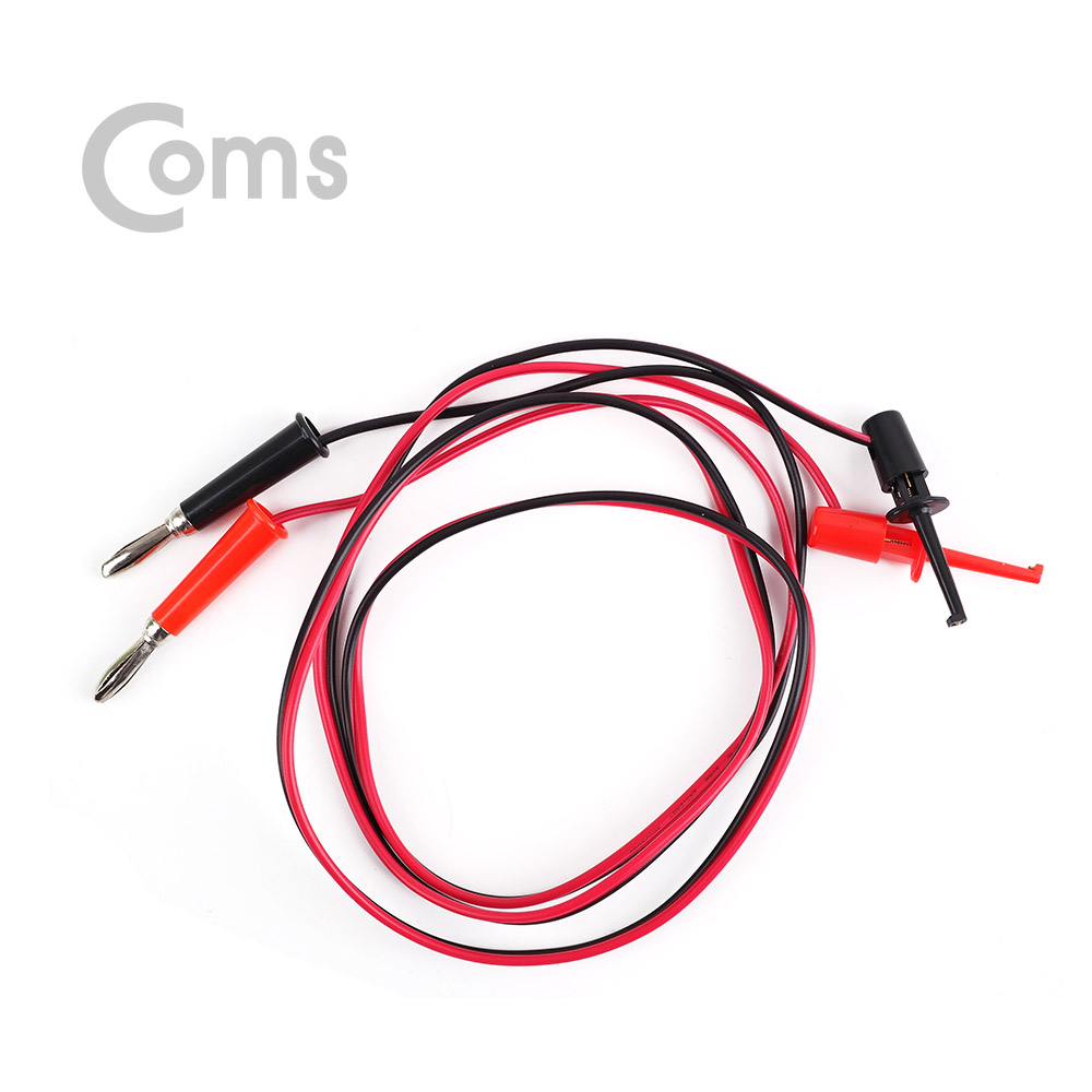 Coms IC 후크 / 바나나 플러그 리드케이블 2선 - Black/Red  / 후크-41mm