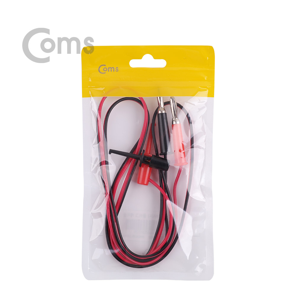 Coms IC 후크 / 바나나 플러그 리드케이블 2선 - Black/Red  / 후크-41mm