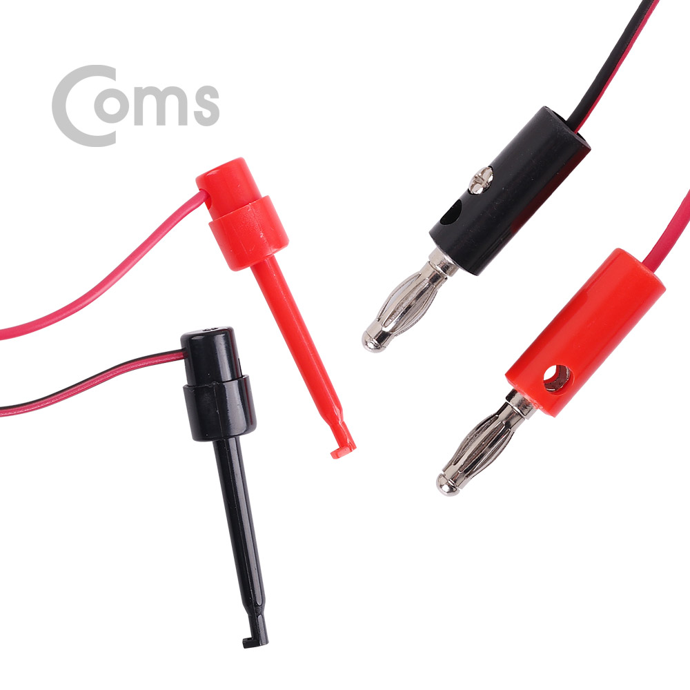 Coms IC 후크 / 바나나 플러그 케이블 2선 - Black/Red  / 후크 - 57mm