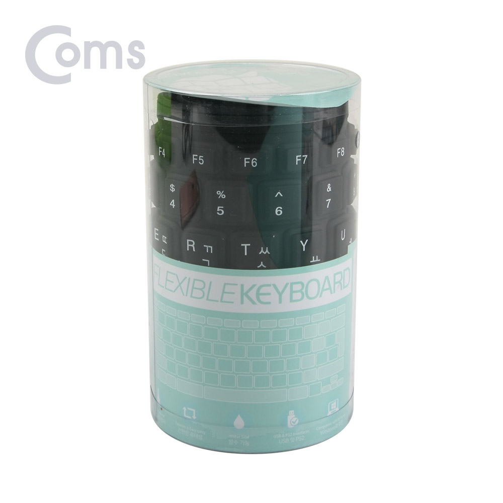 Coms 실리콘 롤 키보드 (USB 인터페이스/103키/방수기능) Black