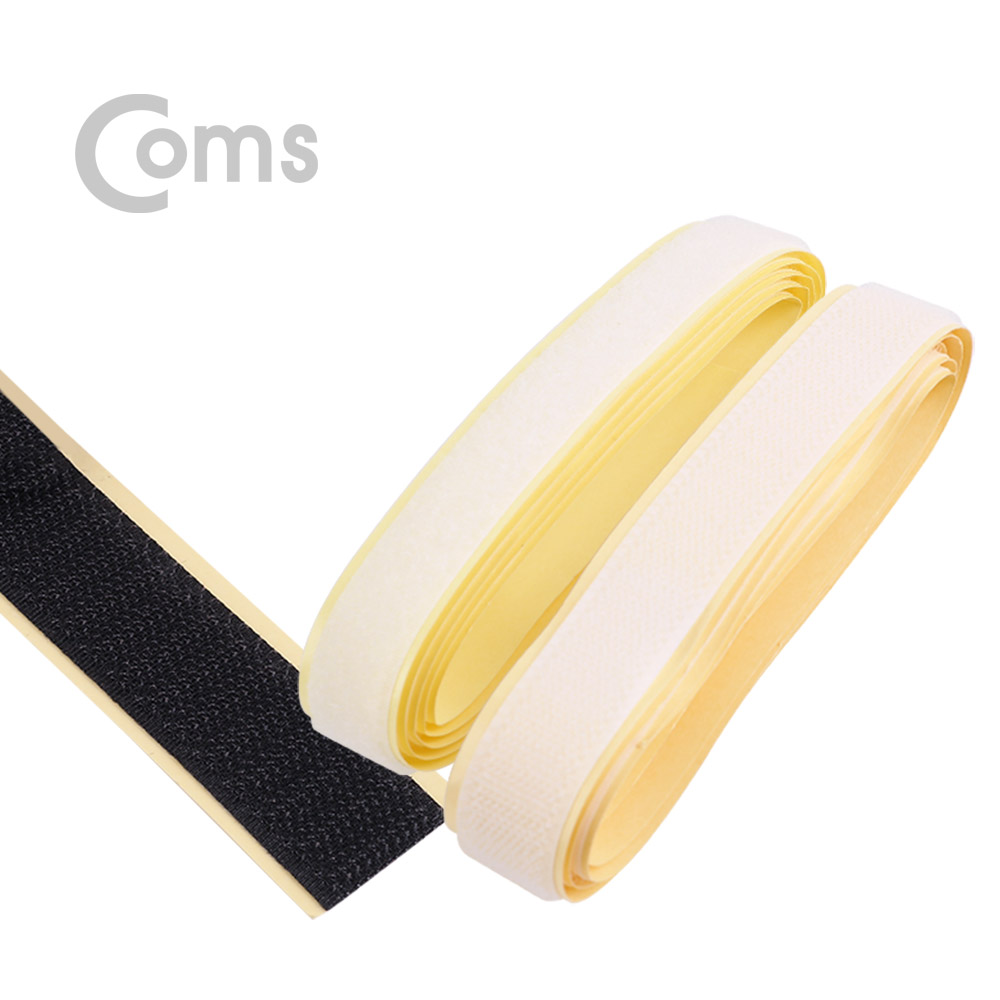 Coms 후크 벨크로 테이프 Black/White - 각20mmx1.5M(약)/ 색상 랜덤발송
