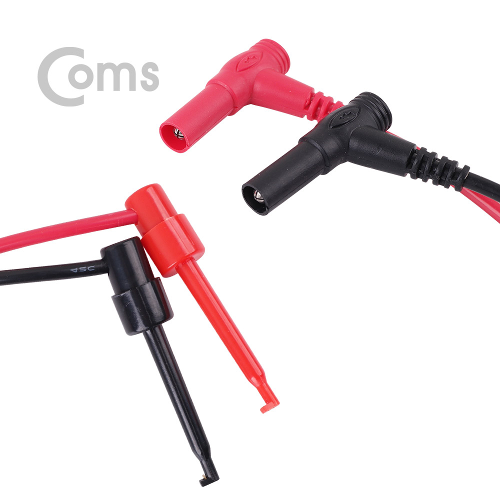 Coms DC 전원 후크형 리드봉 / 바나나 플러그 케이블 2선 Black/Red