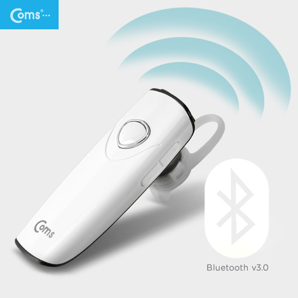 Coms 블루투스 이어셋, 모노/음악청취(모노이어폰 제공), White