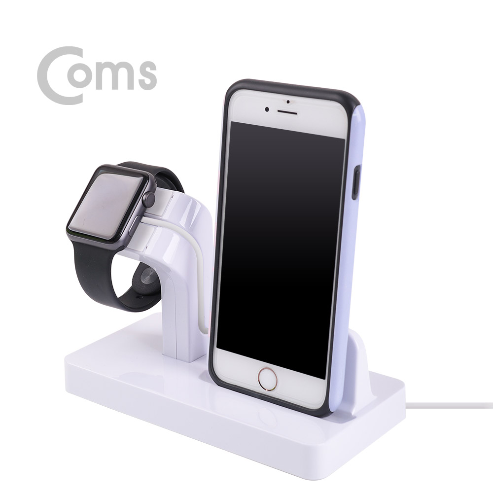 Coms 스마트폰(8핀) 도킹스테이션 / 2 in 1 / White/iOS