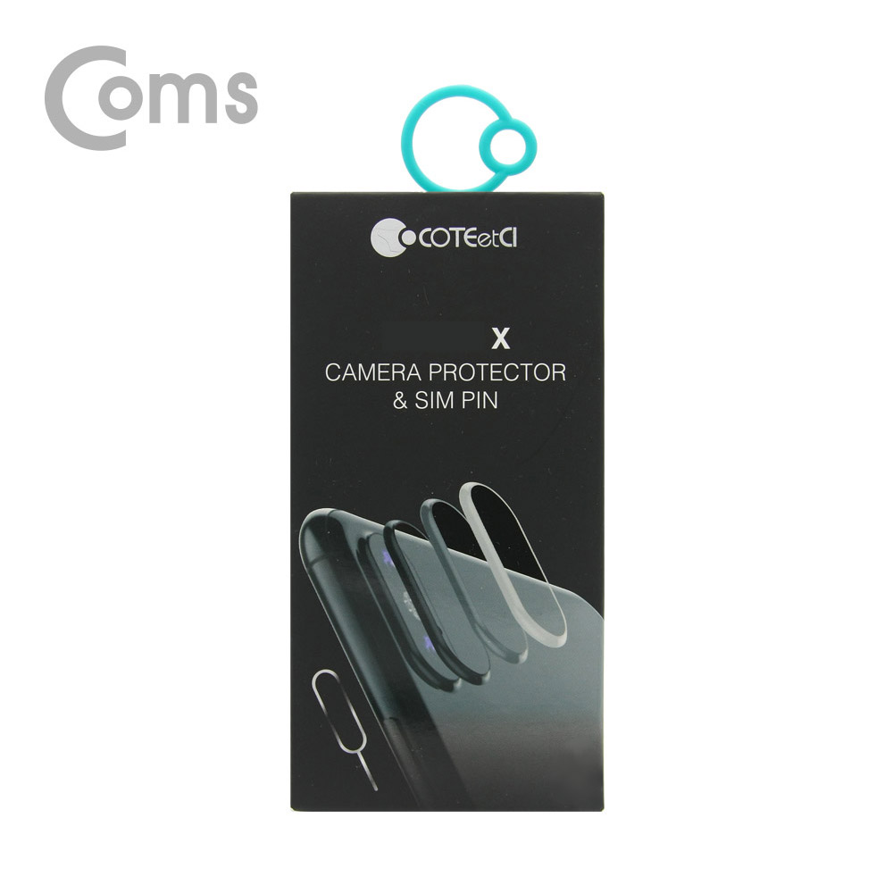 Coms IOS 8Pin (8핀) 스마트폰 X 렌즈 보호링 + 유심 트레이 제거 핀 Black