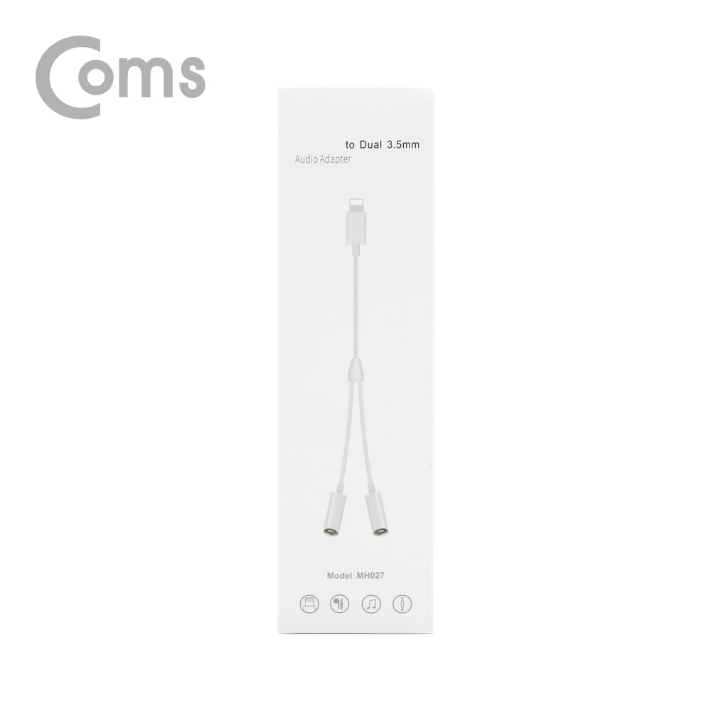 Coms IOS 8핀 (8Pin) AUX Y 케이블(3.5mm 듀얼젠더/이어폰)