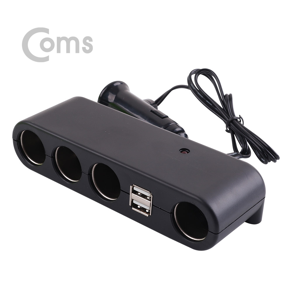 Coms 차량용 멀티 충전기 / 시거잭(시가잭) 소켓(4구) / USB 2Port / 60W출력