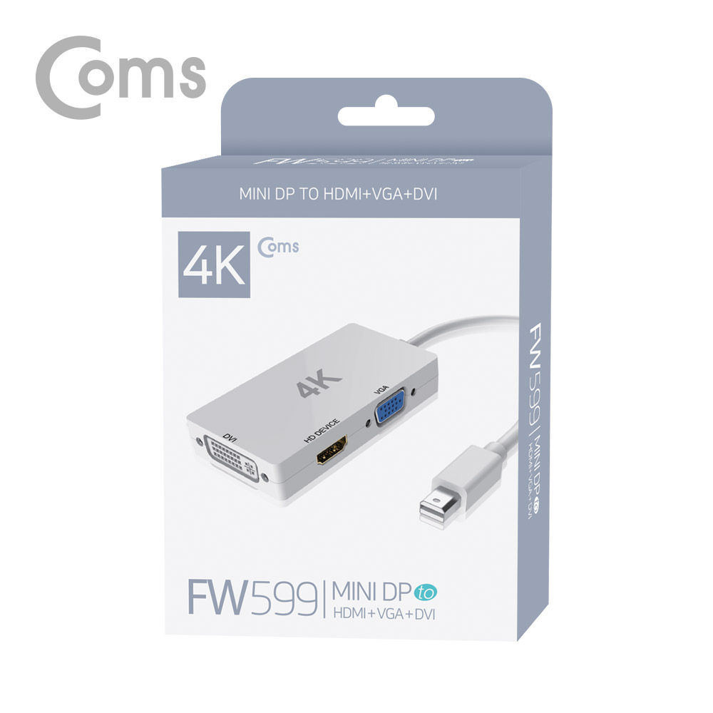 Coms 디스플레이 포트(Mini) 컨버터 Mini DP to HDMI+VGA+DVI (4K2K@30Hz-HDMI)/DisplayPort