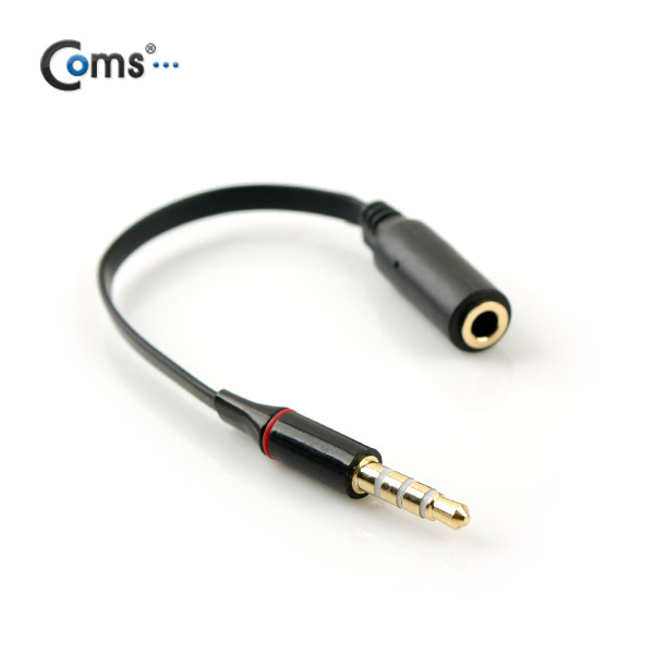 Coms 스테레오 케이블 (Short/3.5/4극 MF) 10cm, Black/Stereo