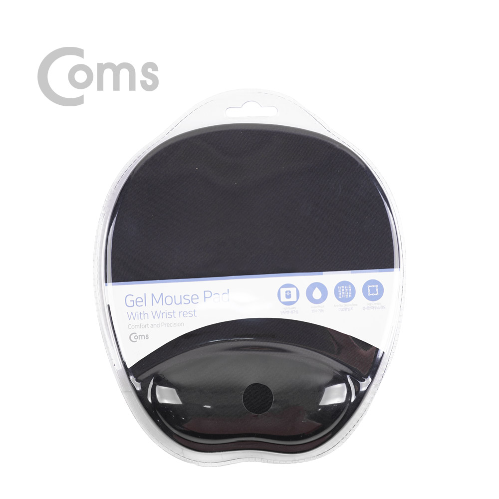 Coms 마우스 패드 (손목보호형) 원형, 검정