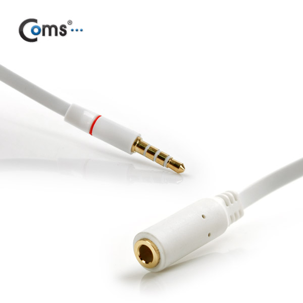 Coms 스테레오 케이블 (Short/3.5/4극 MF) 10cm, White/Stereo