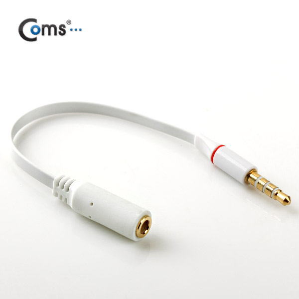 Coms 스테레오 케이블 (Flat형/3.5/4극 연장), 15cm White/Stereo