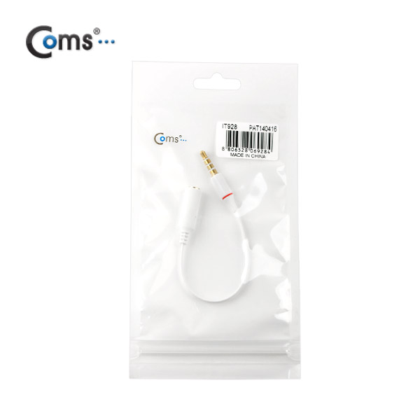 Coms 스테레오 케이블 (Flat형/3.5/4극 연장), 15cm White/Stereo
