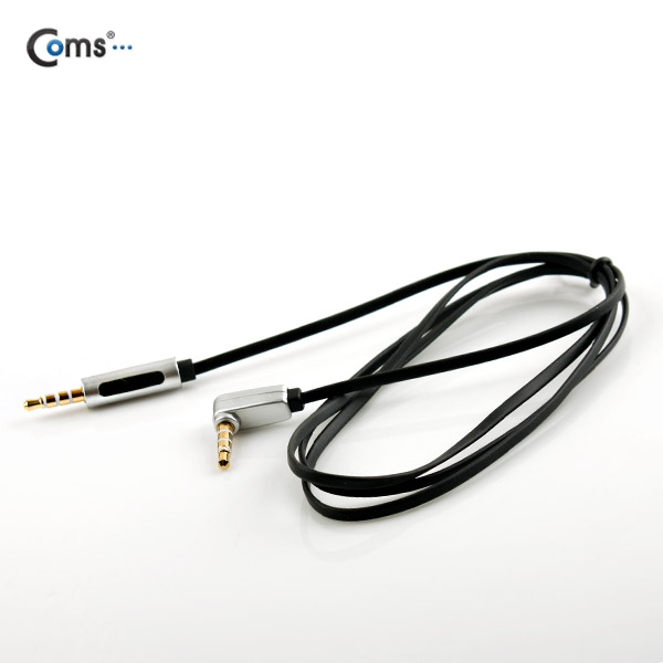 Coms 스테레오 케이블 (3.5/4극/Flat) 검정, 1M/Stereo