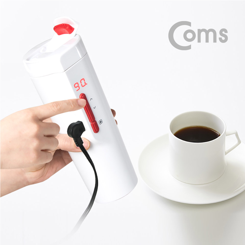 Coms 나비 차량용 히팅 텀블러 / 차량용 커피포트 일체형 / 12V-6A / Black