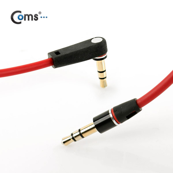 Coms 스테레오 케이블 (3.5Φ/꺾임) 1M, Red/Stereo