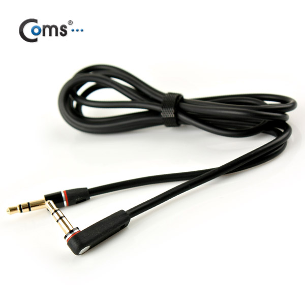 Coms 스테레오 케이블 (3.5Φ/꺾임) 1M, Black/Stereo