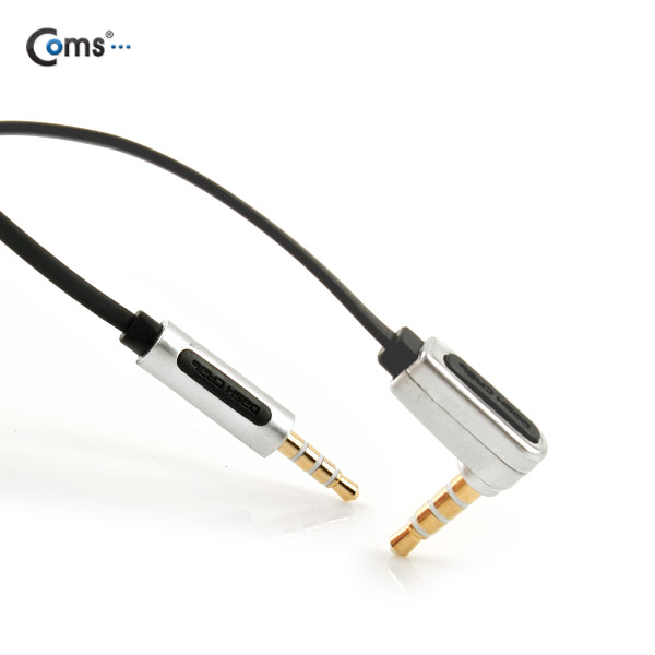 Coms 스테레오 케이블 (3.5/4극/Flat) 검정, 1M/Stereo