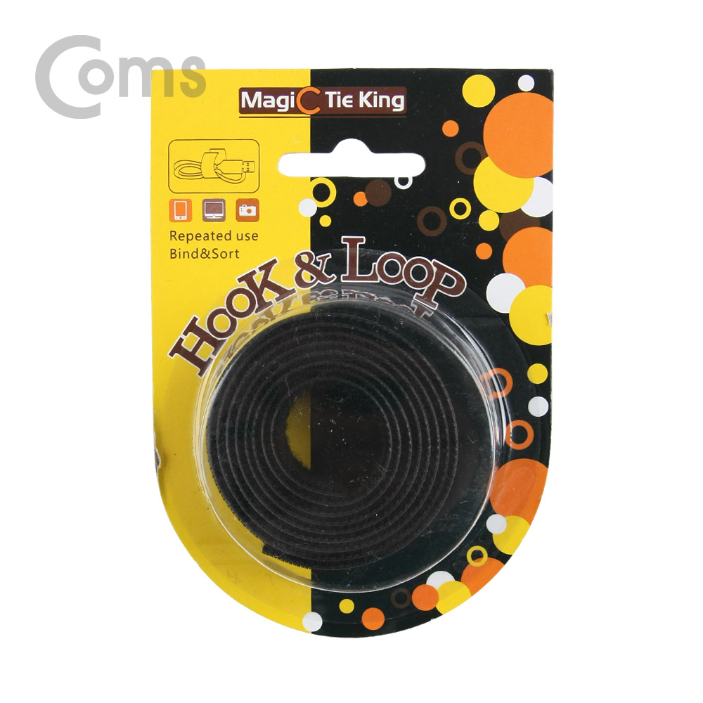 Coms 벨크로 타이(100mm x 20mm) Black / 케이블정리 / 전선정리