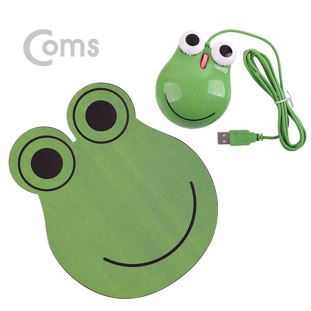 Coms 마우스, 마우스 패드 세트 - 개구리모양