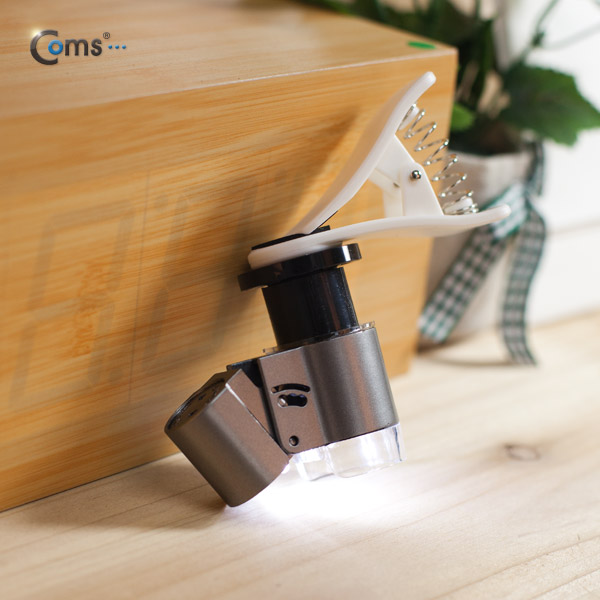 Coms 스마트폰 카메라 확대경, 60배줌/UV 형광램프, 위폐감정/산업용, 2 LED