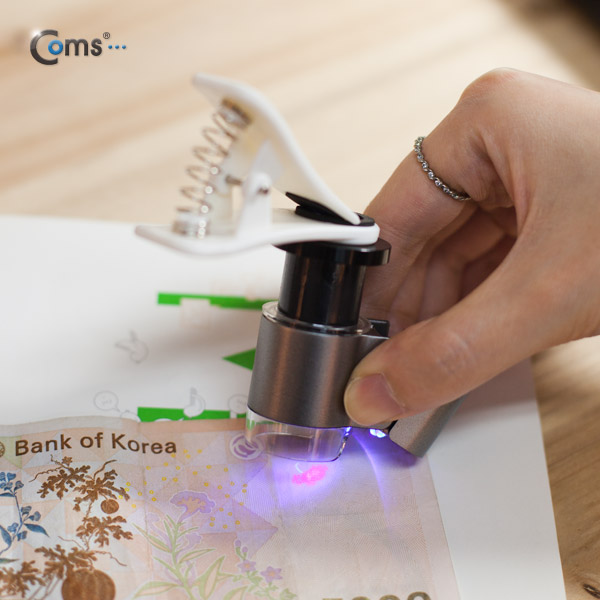 Coms 스마트폰 카메라 확대경, 60배줌/UV 형광램프, 위폐감정/산업용, 2 LED
