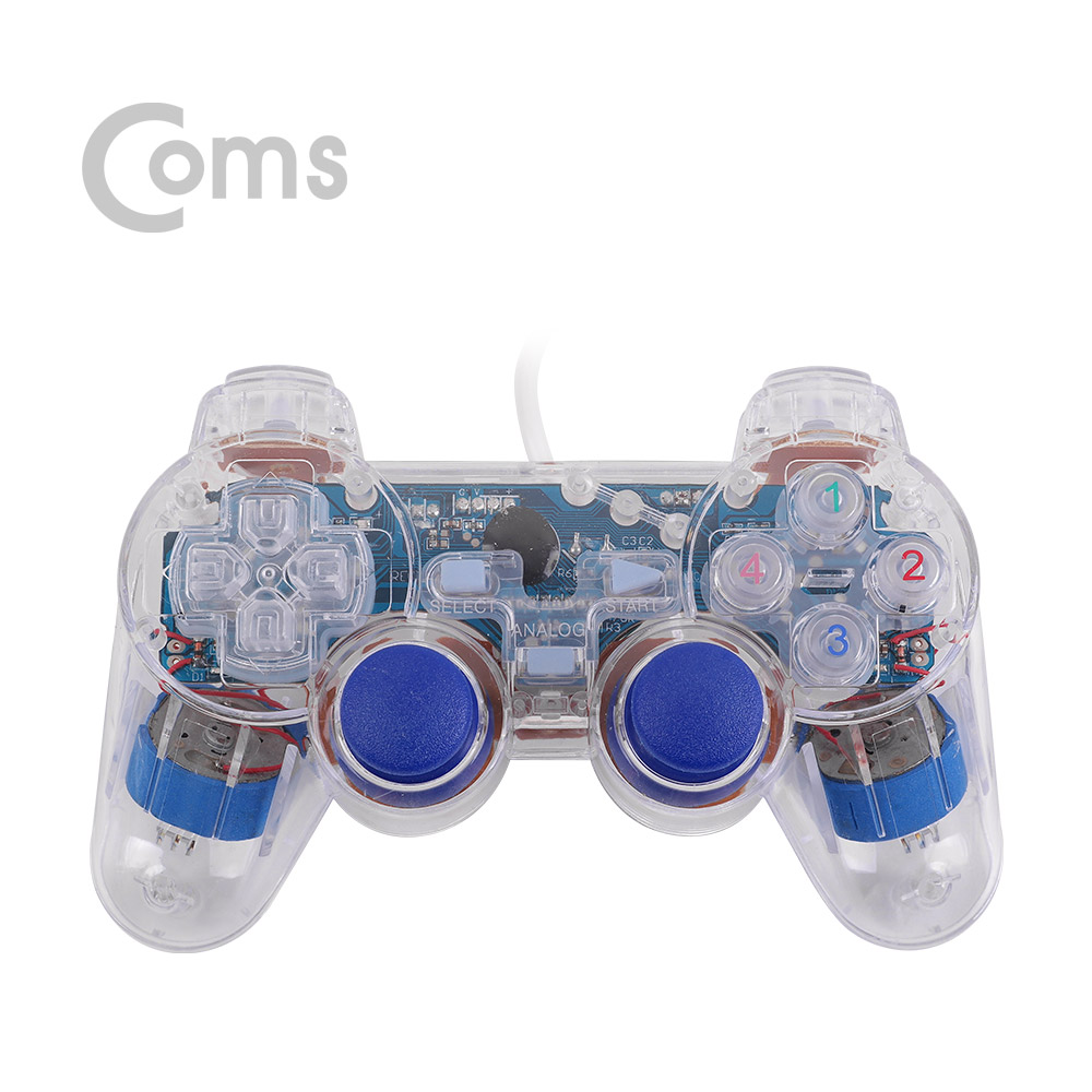 Coms 조이패드 / 게임패드 / USB 인터페이스 / 조이스틱 / 유선컨드롤러 / 투명 / 진동모드