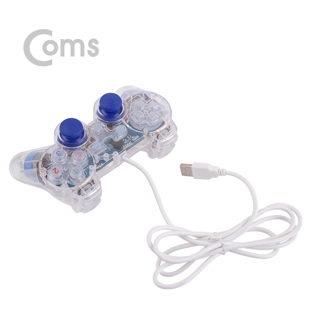 Coms 조이패드 / 게임패드 / USB 인터페이스 / 조이스틱 / 유선컨드롤러 / 투명 / 진동모드