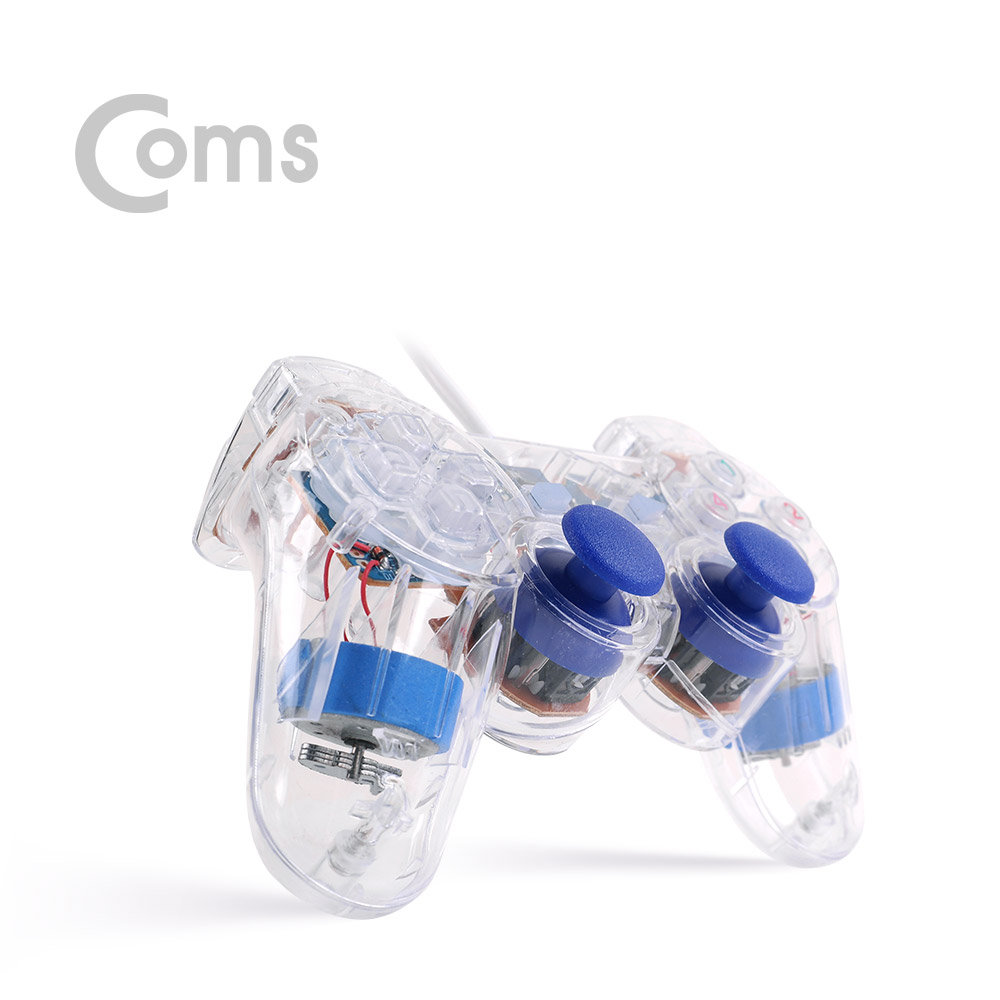 Coms 조이패드 / 게임패드 / USB 인터페이스 / 조이스틱 / 유선컨드롤러 / 투명 / 진동모드