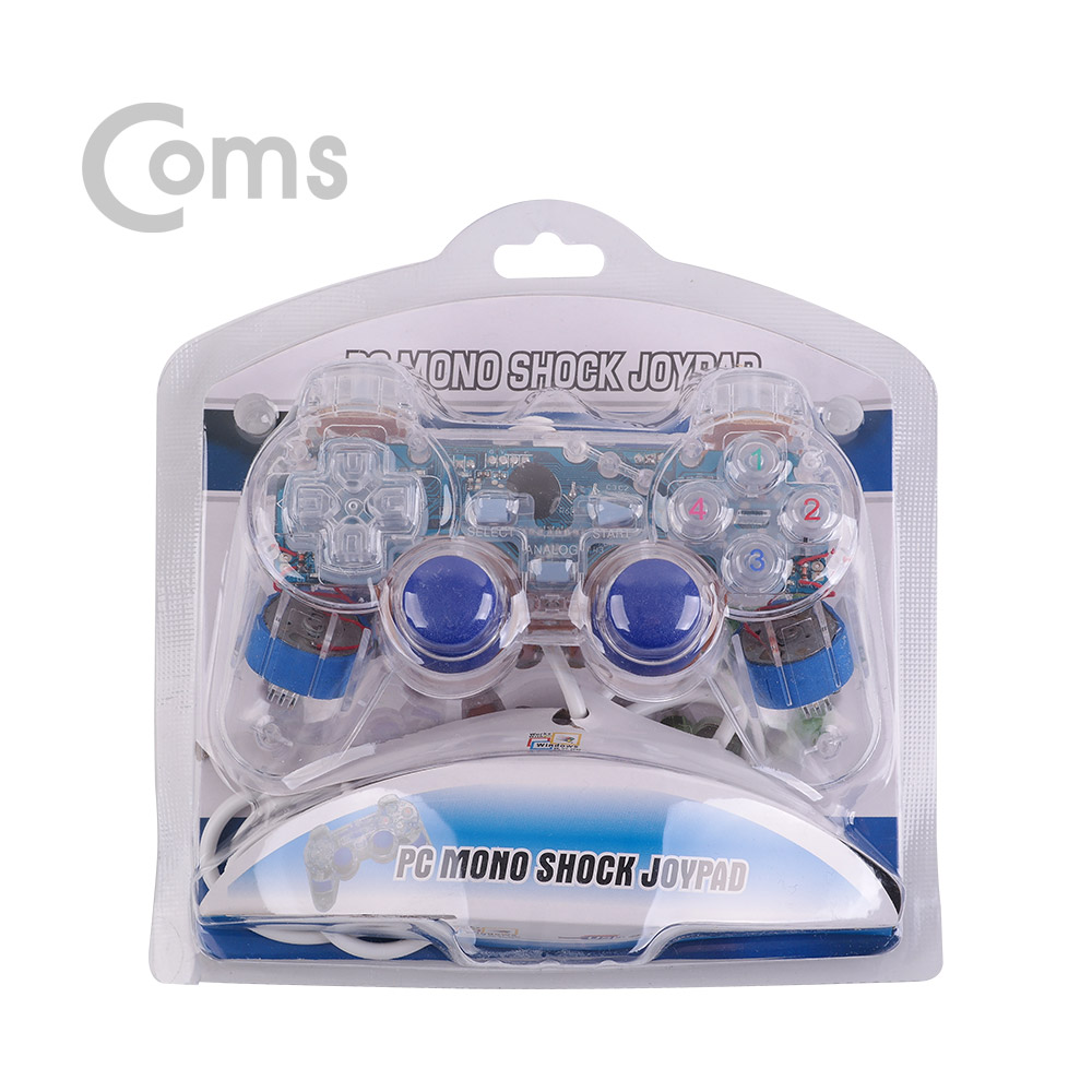 Coms 조이패드 / 게임패드 / USB 인터페이스 / 조이스틱 / 유선컨드롤러 / 투명 / 진동모드