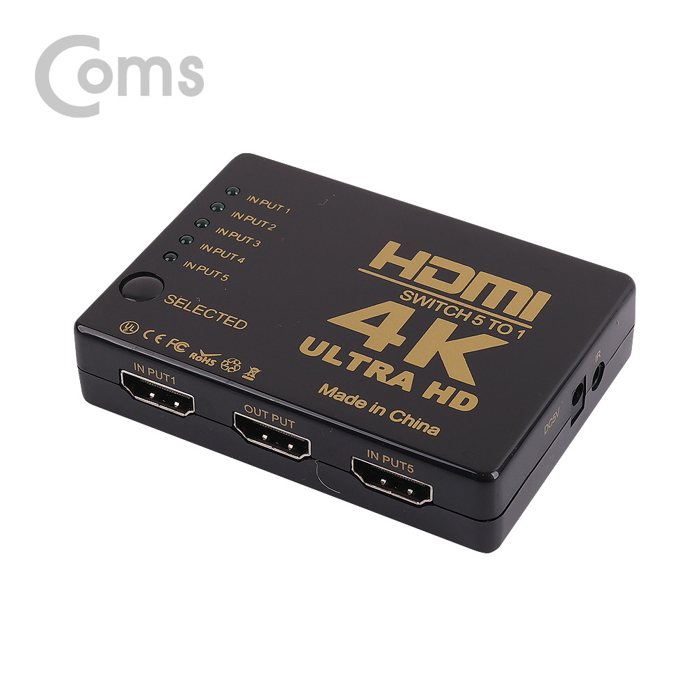 Coms HDMI 5:1 선택기/ 4K2K(Ultra HD) @30Hz 지원 / 리모콘 지원