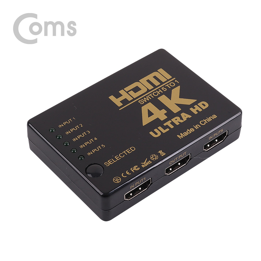 Coms HDMI 5:1 선택기/ 4K2K(Ultra HD) @30Hz 지원 / 리모콘 지원