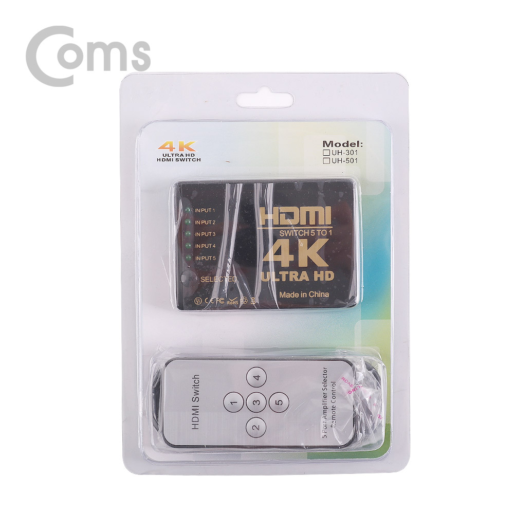 Coms HDMI 5:1 선택기/ 4K2K(Ultra HD) @30Hz 지원 / 리모콘 지원