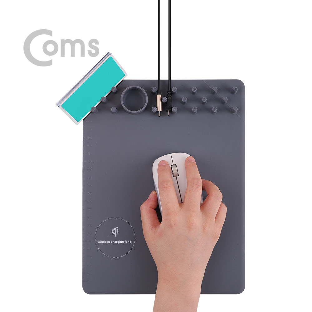 Coms 마우스 패드(스마트폰 무선충전)