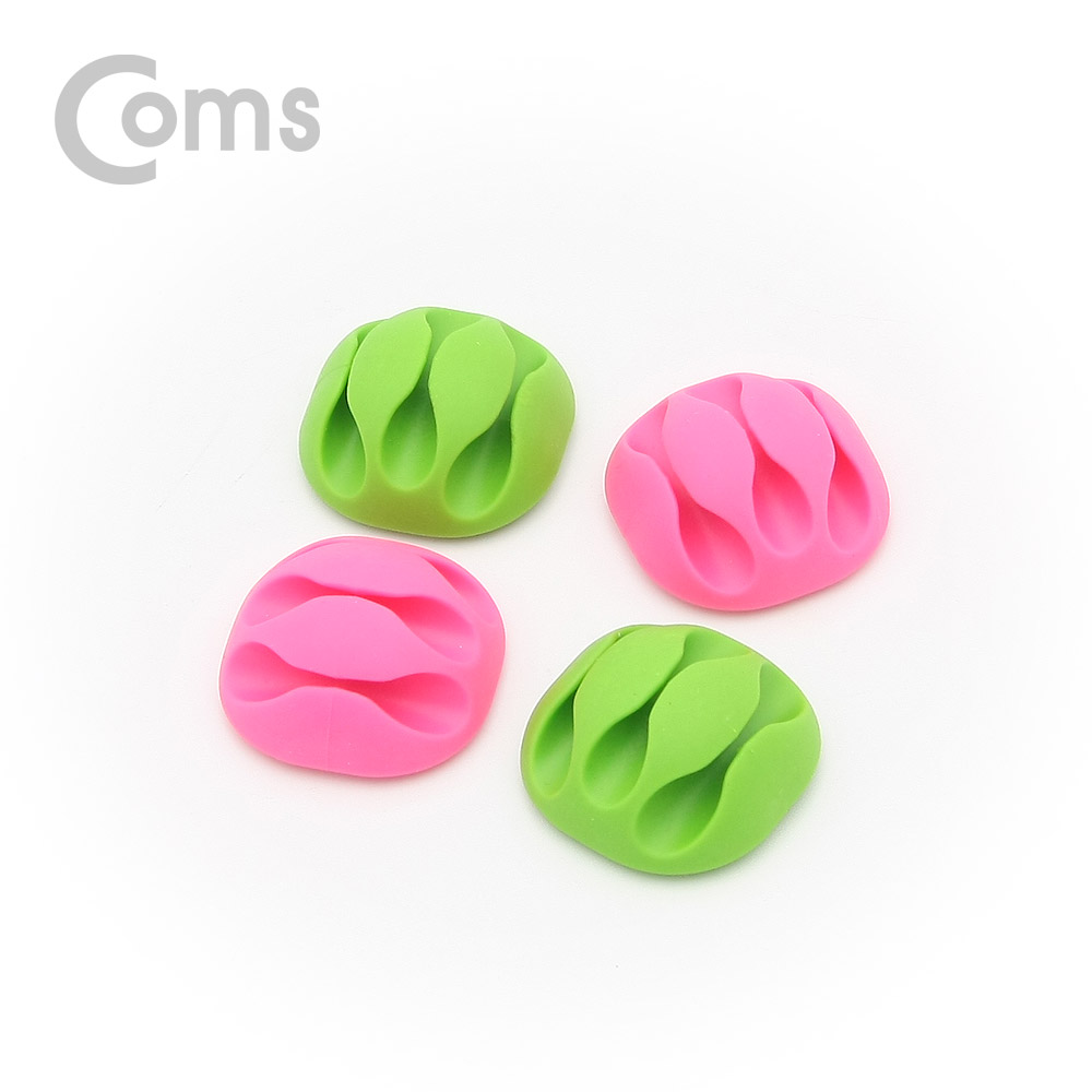 Coms 케이블 오거나이저(홀더형/4pcs), Pink/Green / 케이블 / 볼펜 고정