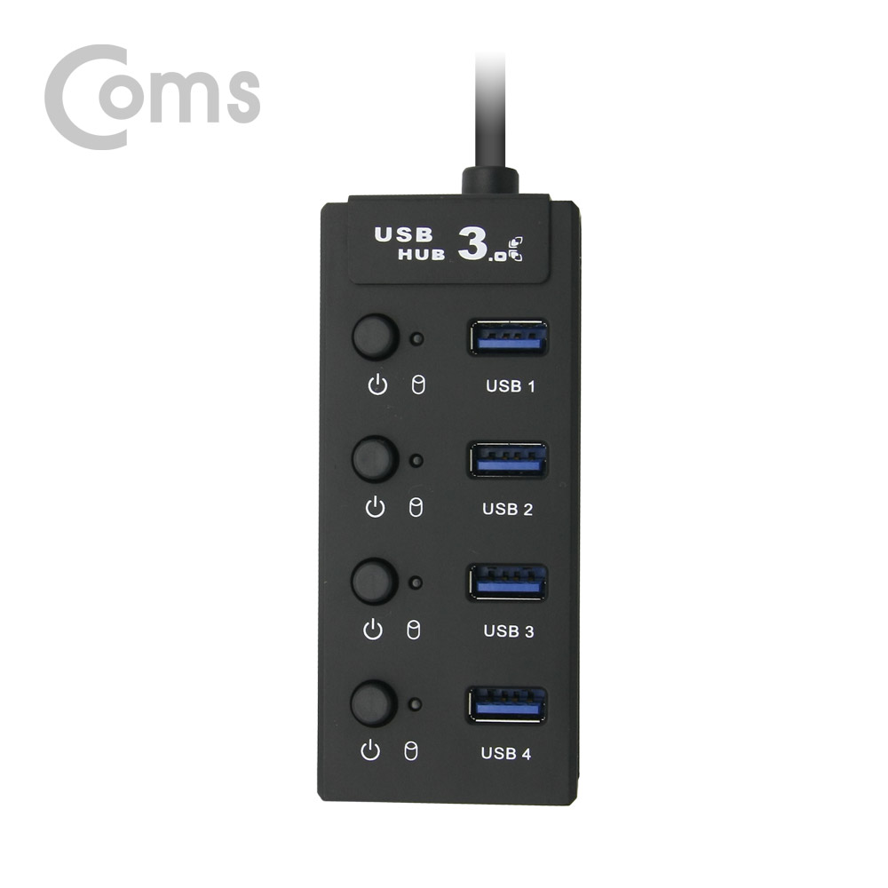 Coms USB 3.0 4포트 허브 (무전원/개별 스위치) 30cm