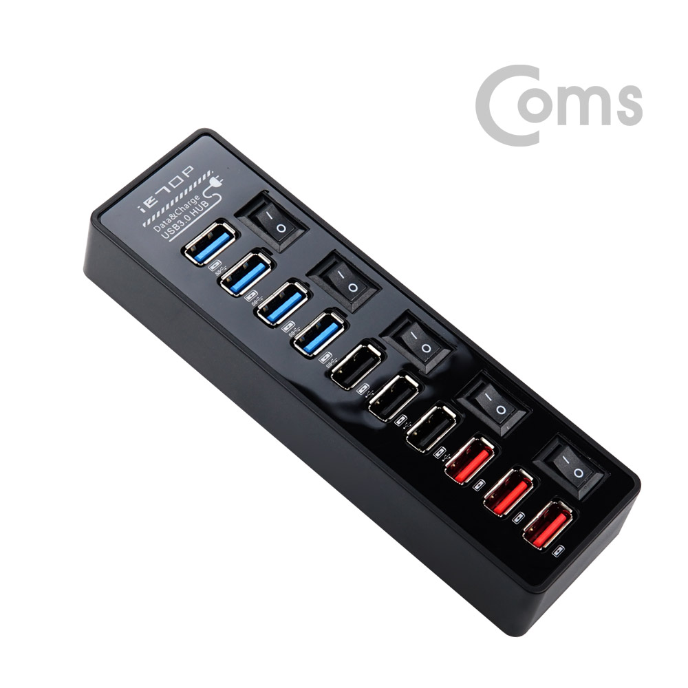 Coms USB 3.0 허브 (10P/무전원) - USB 3.0 4P/2.0 3P/QC 3P