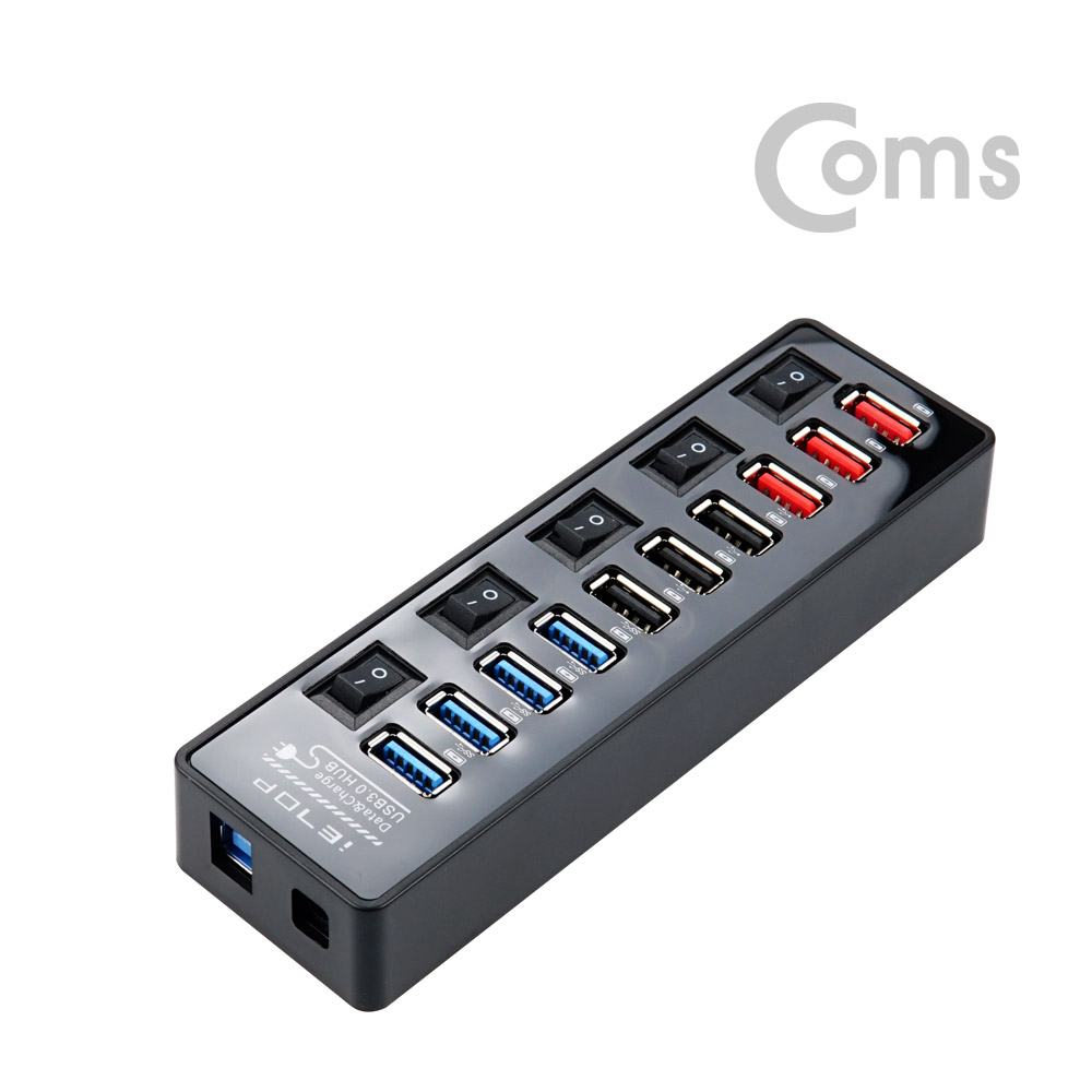 Coms USB 3.0 허브 (10P/무전원) - USB 3.0 4P/2.0 3P/QC 3P