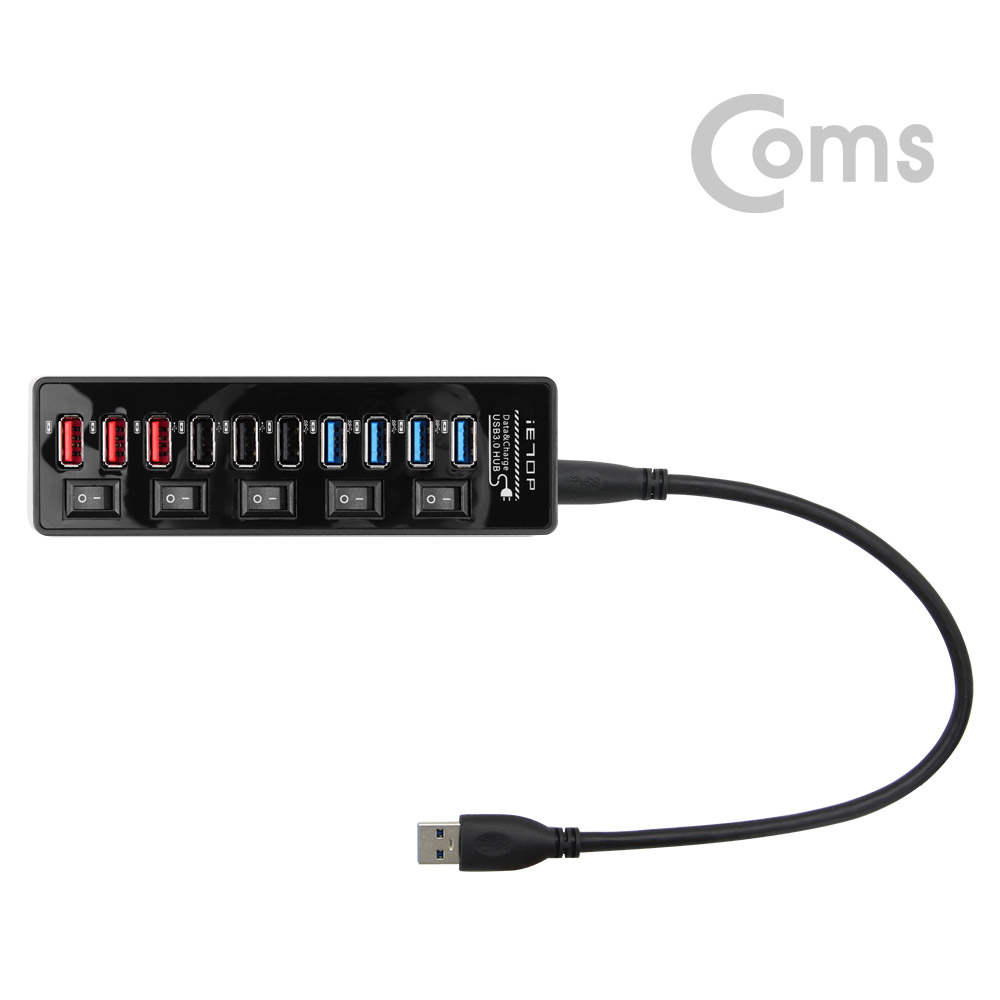 Coms USB 3.0 허브 (10P/무전원) - USB 3.0 4P/2.0 3P/QC 3P