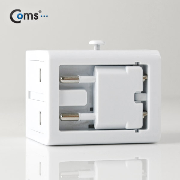 Coms 전원(AC) 변환용 아답터 / 해외 / 여행용 / 다기능 / 멀티, USB 2P, 5V 2.1A, 태블릿 충전가능