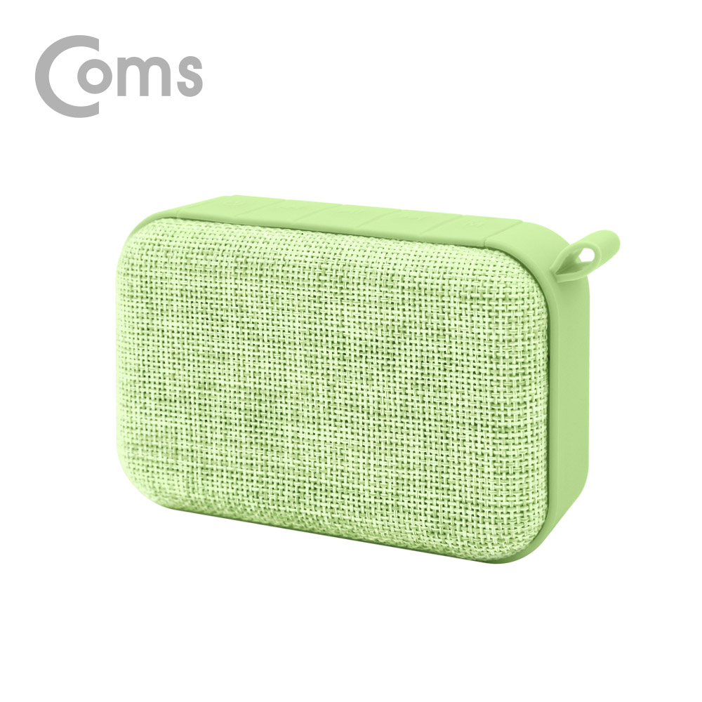 Coms 휴대용 페브릭 블루투스 스피커(그린)  / 2대 이용시 TWS 2채널 스테레오 지원/ evn1