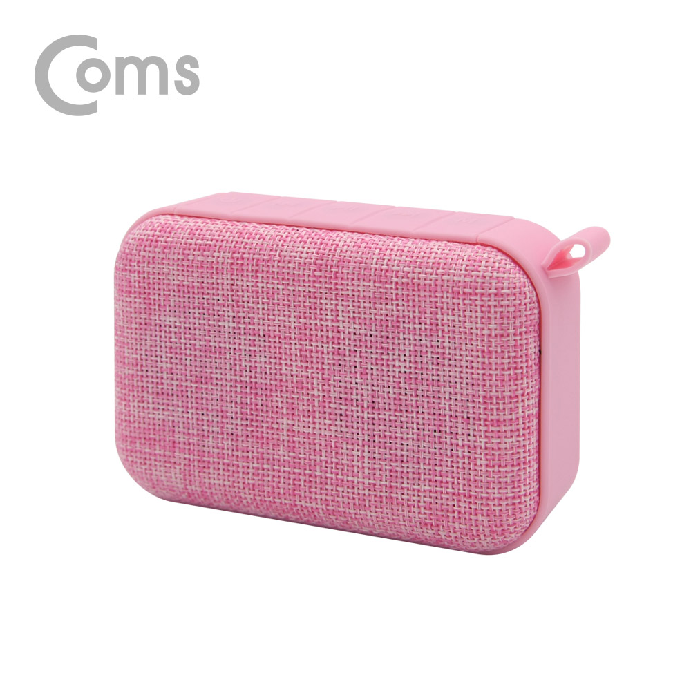 Coms 휴대용 페브릭 블루투스 스피커(핑크) /  2대 이용시 TWS 2채널 스테레오 지원/ evn1