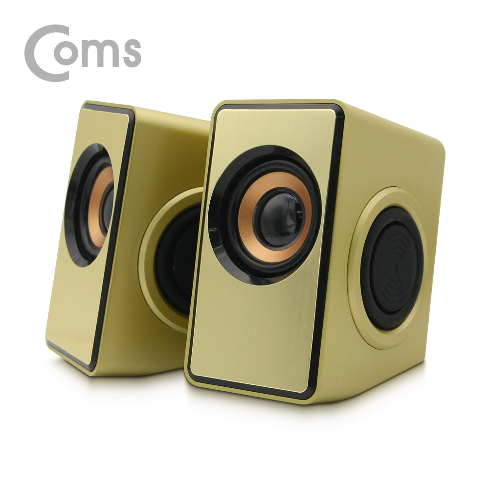 Coms 저음강화 2채널 스마트폰 3D 멀티 스피커 / USB전원 / 3W x 2 / Gold