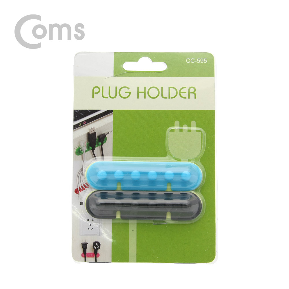 Coms 케이블 오거나이저(홀더형), Blue/Black(접착 테이프)