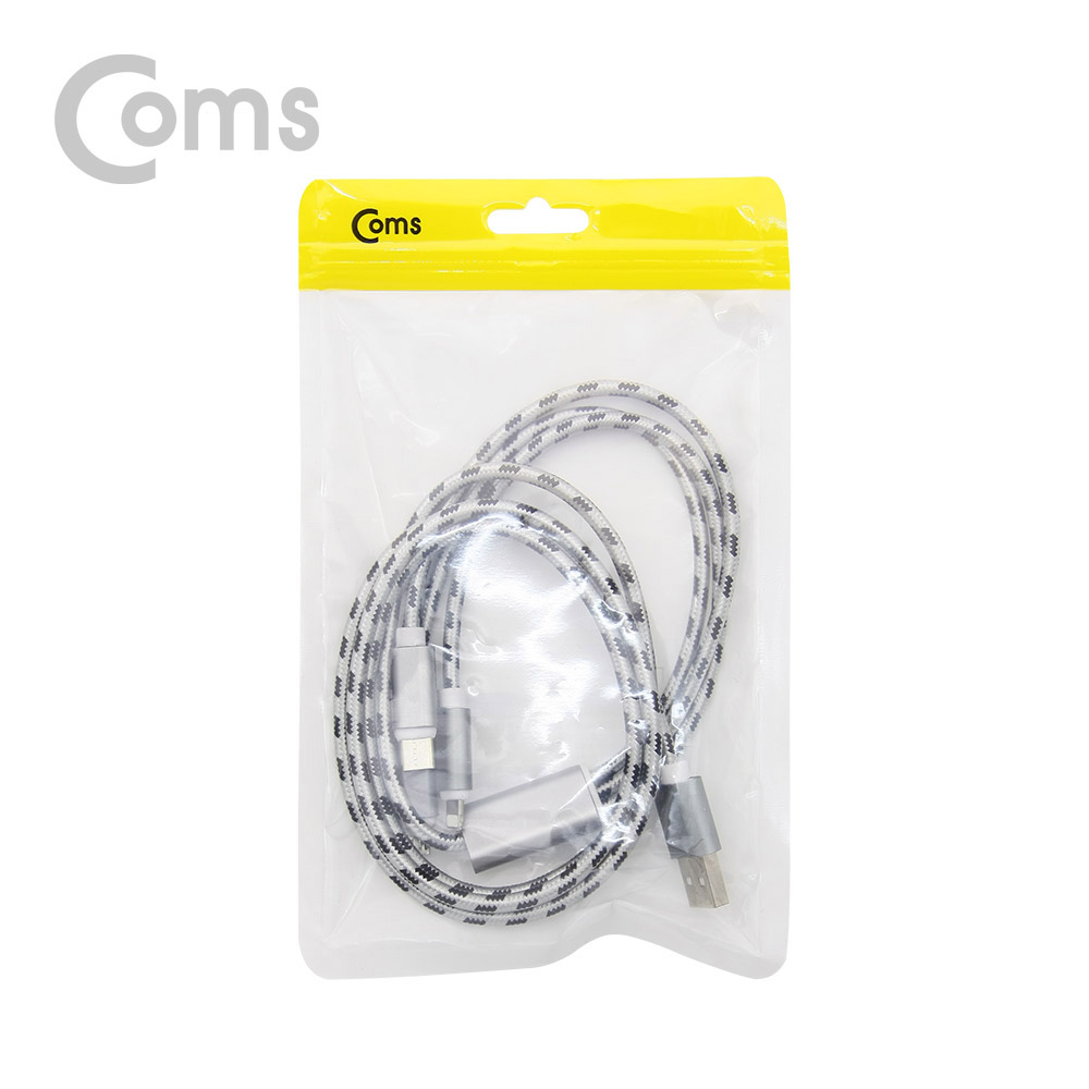 Coms 스마트폰 멀티 케이블(3 in 1), Black/충전